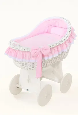 Image de MY SWEET BABY Lit pour Bébé en Fibre Naturelle Blanc Fait Main avec Base en Bois et Matelas Premium
