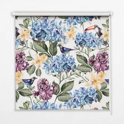 Produktbild von Seitenzug-Rollo Fensterrollo Jalousie - Thermo-Rollo Verdunkelungsrollo - 100x140 cm - Tukane und Blumen