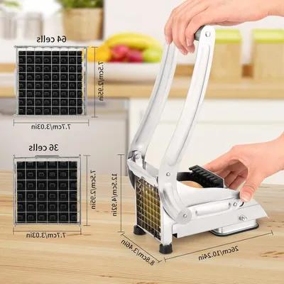 Produktbild von Kartoffelschneider – Für Pommes Frites – Selbstgemachte Pommes Frites – Edelstahl – 26 cm Länge – Silberfarben