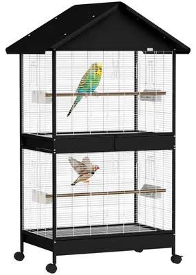 Produktbild von PawHut Vogelvoliere Groß Vogelkäfig mit Abnehmbar Trennwand 2 Türen
