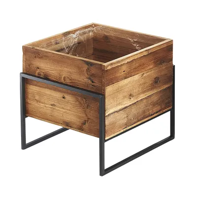 Produktbild von Kobolo Übertopf Pflanztopf Pflanzkübel - Holz und Metall - schwarz - mit Folie