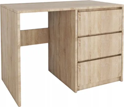 Obrázok produktu pre Písací stôl s 3 zásuvkami, dub Sonoma, 962x500x752 mm, laminátová doska, guľôčkové vedenie, matný povrch, výroba v Poľsku