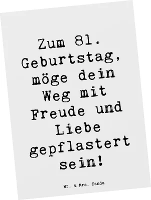 Produktbild von Mr. & Mrs. Panda Postkarte Spruch 81. Geburtstag - Weiß - Geschenk, Geburtstagsgeschenk, Grußkarte, Postkarten, Happy Birthday, handgefertigt, Lebensreise, Ansichtskarten