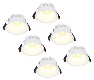 Produktbild von hoftronic LED Einbaustrahler 10W 900lm 2700K IP44 Weiß 6er Set