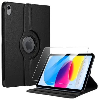 Image de Coque + Verre Trempé pour iPad A16 (11'') / iPad 10 2022 (10,9'' 10e Génération) Protection Rotative 360° - Noir
