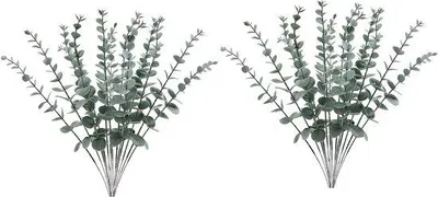 Imagen del producto de Juego de eucalipto artificial para decoración, 24 piezas, color verde, 38 cm, ideal para decorar mesas