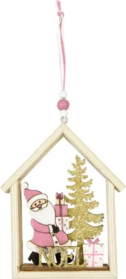 Produktbild von Holzanhänger Weihnachtshaus Rosa 13 x 11 cm - Einheitsgröße