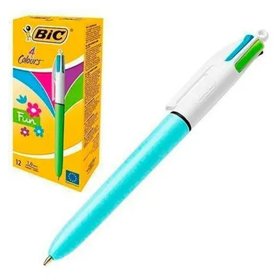 Produktbild von BIC 4 Colours, Clip-on retractable pen, Grün, Pink, Violett, Türkis, Grün, Weiß, Medium