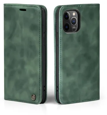 Produktbild von Handy Hülle für Apple iPhone 12 Klapphülle Bookcase Flip Cover Handy Tasche Etui Farbe: Grün
