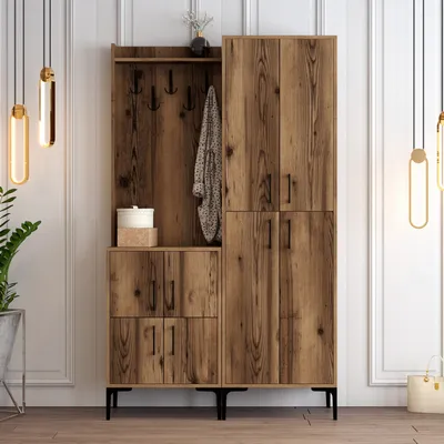 Produktbild von Skye Decor, Berlin BA - Walnut, Hallenstand, Nussbaum, 100 % MELAMINBESCHICHTETE SPANPLATTEN, 120 x 35 x 200 cm