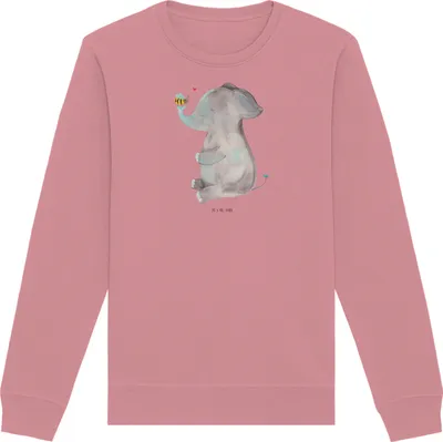 Produktbild von Mr. & Mrs. Panda Baumwoll Pullover Elefant Biene Größe L - Canyon Pink - Geschenk, Sweater, Pulli, Liebesspruch, Liebe, Lustige Sprüche, Sweatshirt, Heiratsantrag, Bio