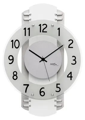 Produktbild von AMS F5617 Funkwanduhr mit Holzgehäuse und Aluminium-Auflage