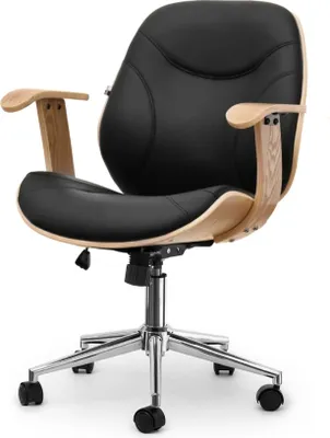 Image de Fauteuil pivotant DOLMA - chêne / noir / chrome