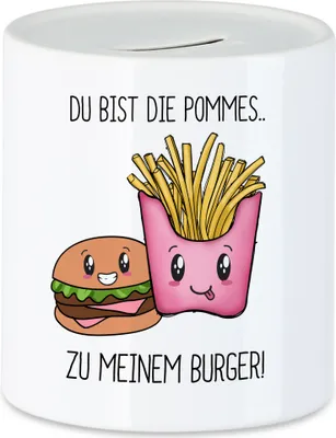 Produktbild von Pommes Zu Meinem Burger Spardose Valentinstag Freundin Freund Süß Geschenkidee Paar Liebe Couple Jahrestag