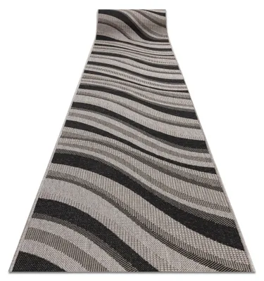 Image de TAPIS DE COULOIR SIZAL FLOORLUX modèle 20353 argentin  / noir 120 cm beige 120x680 cm