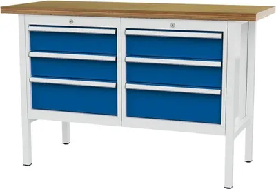 Produktbild von Forum Kastenwerkbank B1500mm 6 Schubladen RAL7035/5010, 4317784968973