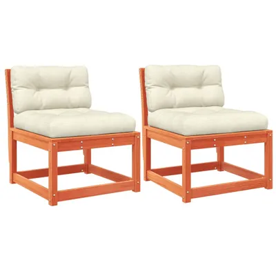 Produktbild von vidaXL Gartensofas mit Kissen 2 Stk. Wachsbraun Massivholz Kiefer