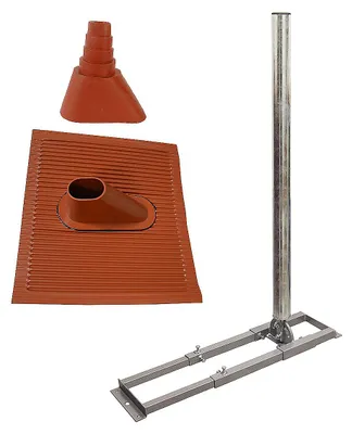 Produktbild von SkyRevolt Dachsparrenhalter 1m SAT Mast 60mm Stahl ALU-Ziegel Tülle rot