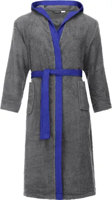 Produktbild von Ladeheid Herren Frottee Bademantel aus 100% Baumwolle LA40-190 (Dunkelgrau-12/Blau-28, L)