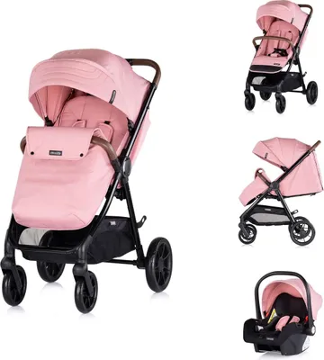 Produktbild von Chipolino Kombikinderwagen Ultera 2 in 1 Babyschale Fußabdeckung klappbar Korb rosa