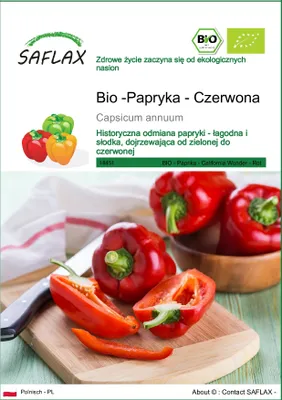 Zdjęcie produktu dla SAFLAX - Bio -Papryka - Czerwona - 20 Nasiona - Capsicum annuum