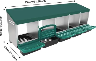 Produktbild von Legenest für Hühner und Enten - 5-fach Nistkasten - Verzinkter Stahl und Kunststoff - Legebox für Eier - Stabil und langlebig - 12,5 kg - Grün