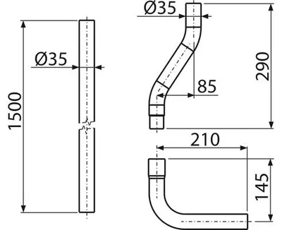 Produktbild von Spülrohrset Komfort für hochhängenden Spülkasten 35 mm x 150 cm weiß