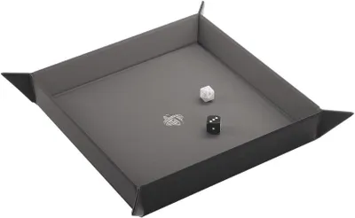 Image de Boîte à dés Gamegenic, magnétique, carrée, noire et grise - Accessoire pour jeux de société