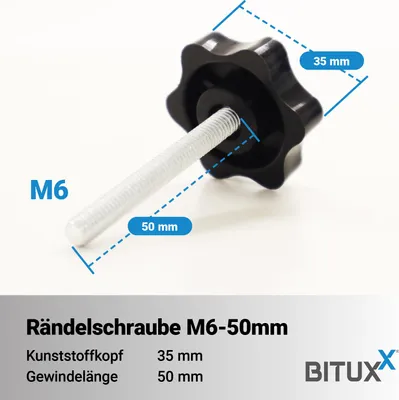 Produktbild von Bituxx Rändelschraube Feststellschraube M6 x 50 mm MS-19661