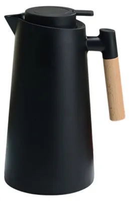 Produktbild von Vakuumflasche 1 Liter, Doppelwandige Thermoskanne Schwarz, Für Kaffee Tee Wasser Unterwegs