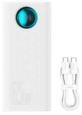 Immagine prodotto di Batteria portatile Baseus Amblight Display Digitale 26800mAh, QС 3.0, РD, 3A, 65W, Ricarica per laptop, Con cavo incluso, Bianca