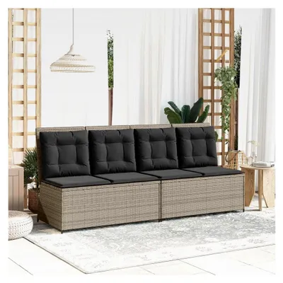 Produktbild von Gartenbank in Hellgrau aus Poly-Rattan für Garten, Terrasse und Balkon
