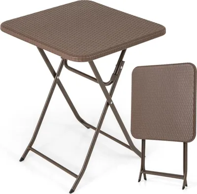 Obrázok produktu pre Skladací ratanový stôl s HDPE doskou 60x60 cm