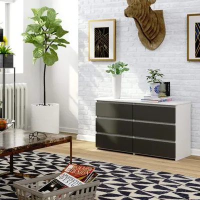 Image de Commode étroite VALESTRA - blanc / gris foncé