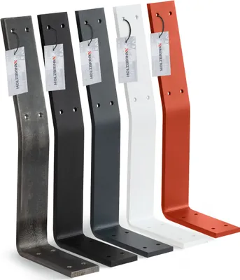 Produktbild von HOLZBRINK Metall Rückenlehnenhalterung für Sitz, Bank, Bett, Rückenlehne zum Anschrauben, 340x130x50 mm, Tiefschwarz, 1 Stück, HLMR-01-9005