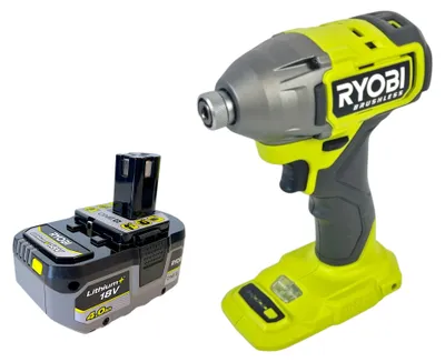 Image de Visseuse à chocs sans fil RYOBI RID18BL-0 18 V 300 Nm 1/4" sans balais + 1 batterie 4,0 Ah - sans chargeur