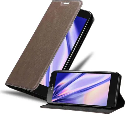 Produktbild von Cadorabo Hülle für Sony Xperia Z Schutz Hülle in Braun Handyhülle Etui Case Cover Magnetverschluss
