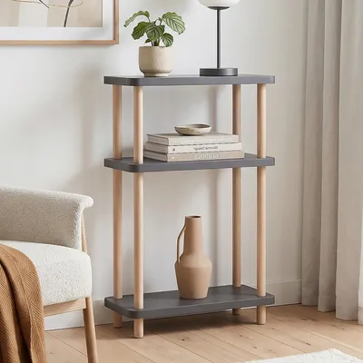 Image de Étagère "Nampernu" avec 3 niveaux, dimensions 62 x 40 x 18 cm, couleur gris anthracite