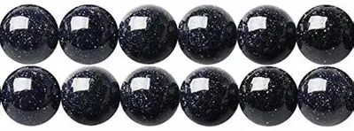 Image de Perles Goudsteen bleues, pierres semi-précieuses rondes de 6 mm, fil de 38 cm