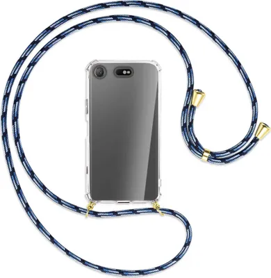 Produktbild von Handykette Backcover-Schutzhülle mit Band (Metall goldfarben) für Sony Xperia XZ1 Compact - Blautöne