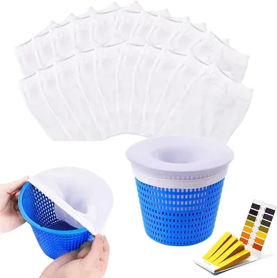 Image de Lot de 20 chaussettes filtrantes pour piscines, avec bandelettes de test de pH