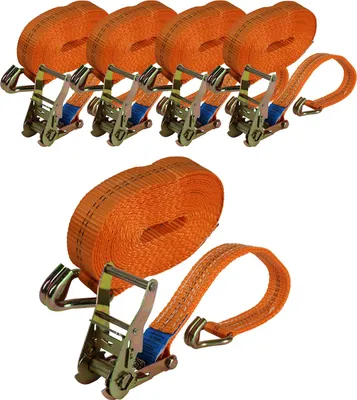 Produktbild von 5x Profi Ratschen Spanngurt Spanngurte Zurrgurt 2-tlg 6m 2t 2to 2000kg ORANGE