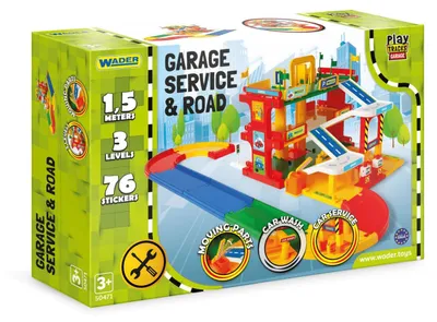 Produktbild von Garagen-Set, 3 Etagen + 1,5 m lange Bahn aus Kunststoff, im Karton 59 x 40 x 15 cm Wader