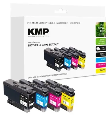 Immagine prodotto di KMP 1551,4005, High (L) Yield, Nero, Ciano, Magenta, Giallo, 110 ml, 150 ml, 4 pezzi, 6000 pagine