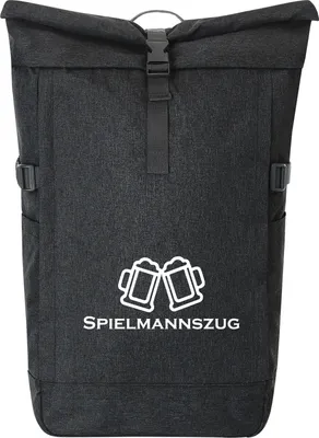 Produktbild von Huuraa Kurierrucksack Spielmannszug Schützenfest 30-44 Liter Black Melange Fairtrade Rolltop Rucksack Geschenkidee