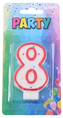 Obrázek produktu pro Párty svíčka číslo 8 Červená