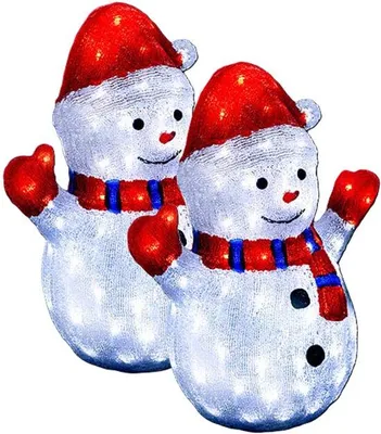 Produktbild von Feeric lights & Christmas Schneemann-Set, 90 LED, Solar, IP44, Weiß, 25x48x39 cm