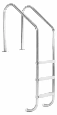 Produktbild von SucceBuy Poolleiter aus Edelstahl, 3-stufige Treppe mit Doppelhandlauf, rutschfeste Stufen, Sicherheitsleiter für Ein- und Ausstieg bei Unterflur-Pools mit einer Höhe von ca. 122 bis 137 cm, Maße: 655x600x1580 mm