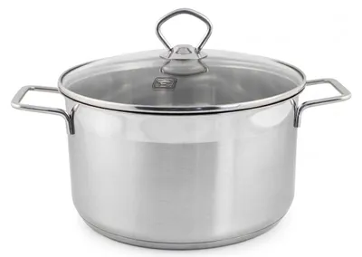 Obrázek produktu pro Nerezový hrnec, průměr 26 cm, objem 7,6 litru, se skleněnou poklicí, vhodný do kuchyně