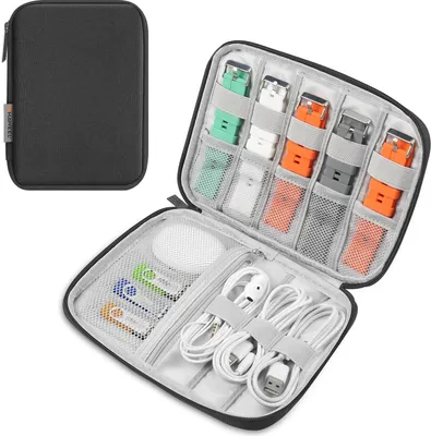 Produktbild von Universal Organizer Tasche Smartwatch Zubehör Kabel Elektronik Accessoires Netzteil USB Festplatte Powerbank Reise Etui Farbe: Schwarz Größe: L